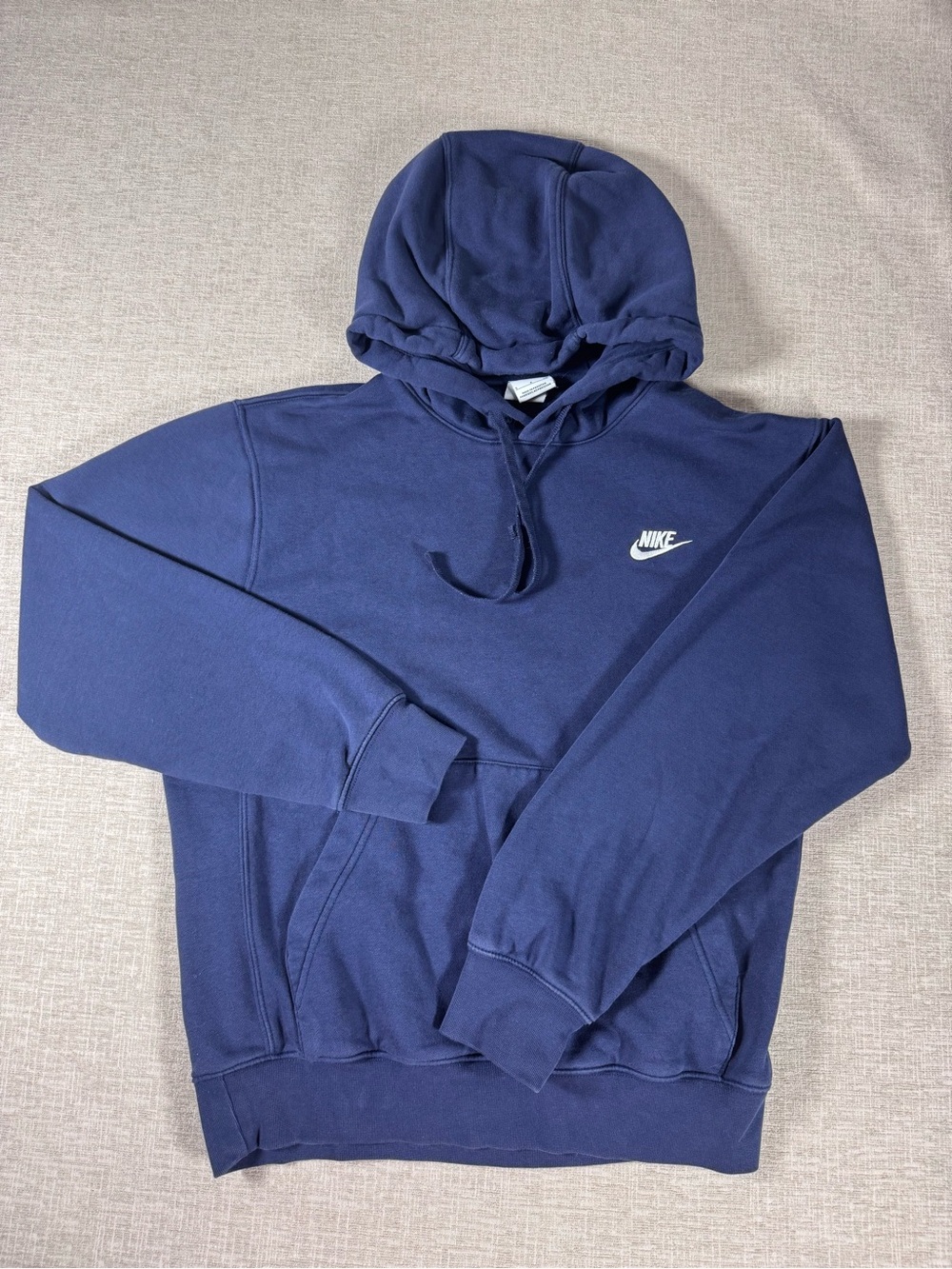 Nike Navy Blue Pullover Hoodie with White Swoosh SMALL